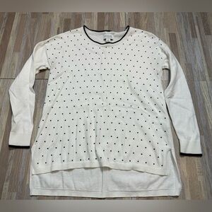 Women’s White Sweater with Black Dots by Elle, Size Small